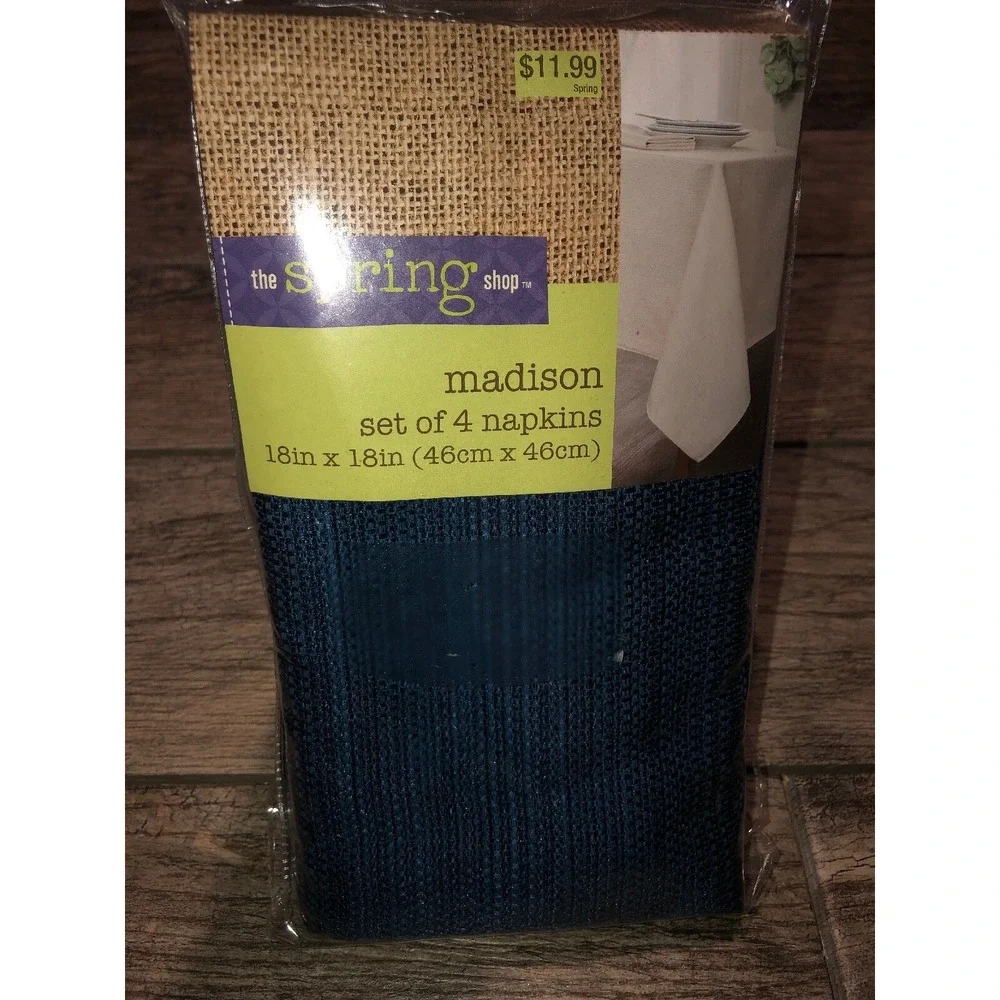New THE SPRING SHOP‎ SET OF 4 NAPKINS 18 X 18 MADISON BLUE COTTON POLY